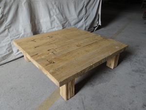 Chinese Vintage <strong>Rustic</strong> Natural Weathered Reclaimed Wood Thick Top Square Solid Wood <strong>Coffee</strong> <strong>Table</strong> - Product Image 5