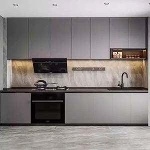 Gabinetes de Cocina Modulares de Diseño Personalizado de Foshan con Encimera de Mármol Artificial y Grifo, Gabinetes de Cocina Pequeños Modernos de Madera - Product Image 3