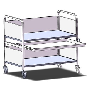 Stainless Steel Mobile <b>Serving</b> <b>Trolley</b> with Retractable Drawer Trays, Hotel Restaurant for Restaurant Tableware Transport - Product Image 2