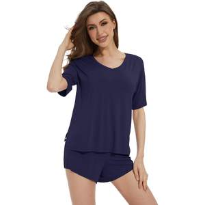 Ensemble de pyjama en viscose de bambou pour femmes, haut à manches courtes avec short, vêtements de nuit d'été, tailles S-XXL - Product Image 2