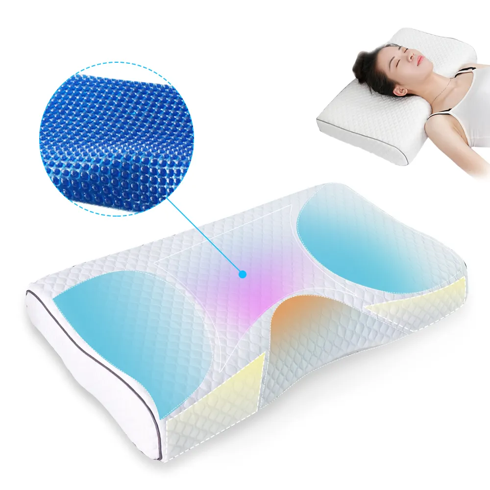 Lit en mousse à mémoire de forme en tissu polyester tricoté confortable oreillers de couchage refroidissement soutien du cou oreiller de sommeil orthopédique