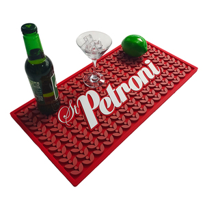 Tapete de Bar con Patrón Geométrico Rojo OEM ODM, Antideslizante, con Patrón en Relieve, Drenaje, Tapete Absorbente para Bar - Product Image 4