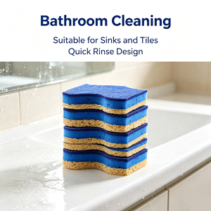 Wavy Dual Layer Kitchen Sponge Non <b>Scratch</b> Scouring <b>Pad</b> High Absorbency Cellulose Cleaning Sponge for Dishware Countertops - Product Image 4