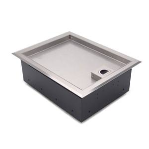 Caja de salida de piso empotrada impermeable para pisos de encofrado y hormigón con tapa de acero inoxidable cepillado SS304 que se mantiene en cualquier ángulo - Product Image 1