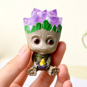 Wholesale Healing Crystal Craft Cartoon Figure <b>Groot</b> Citrine Amethyst <b>Groot</b> Ornaments for <b>Gift</b> - Product Image 5