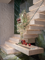 Marches et contremarches d'escalier en marbre naturel poli, ignifuges, modernes, pour escalier intérieur de villa