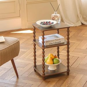 Retro European-style Wooden 3-story <b>Storage</b> Rack <b>Kitchen</b> Living Room Study Home-style Small Table Side Table <b>Storage</b> Rack - Product Image 1