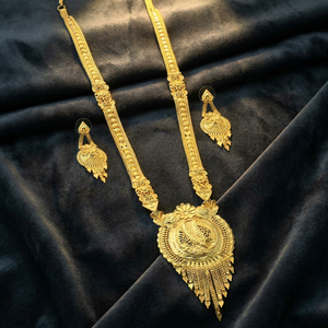 Wholesale 14K 18K 24K Micron Gold Plated Flower Design Brass Jewelry Set with Long Necklaces and Earrings for Wedding Occasion - Product Image 1