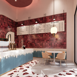 Comptoir de Présentation Rose Luxe Style Doux pour Salon de Thé, Glaces et Jus – Meuble d'Exposition pour Café et Lait Frappé - Product Image 4