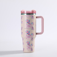Penjualan terlaris botol air vakum berpola bunga besi tahan karat 40oz Tumbler perjalanan dengan kotak hadiah untuk ulang tahun acara lain