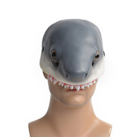 Masque de tête de requin en latex pour adulte, déguisement de luxe pour Halloween, masque animal complet pour la tête