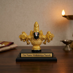 Idole de Lord Venkateswara Swamy en finition dorée, 3,94 pouces, Murti de Tirupati Balaji pour la maison, le temple, le bureau, le tableau de bord de la voiture et la décoration - Product Image 4
