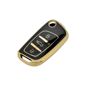 ซองใส่กุญแจรถยนต์ xhorse แบบนิ่มขอบสีทองอุปกรณ์เสริมรถยนต์