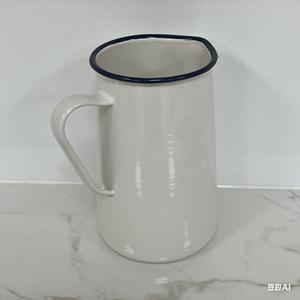 <span class=keywords><strong>Pichet</strong></span> de ferme en émail <span class=keywords><strong>blanc</strong></span> Design rétro élégant pour la maison ou la cuisine - Product Image 3