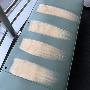 Closure en dentelle HD 4x4 5x5, cheveux brésiliens vierges 100% naturels, blonds raides, densité 150-200%, couleur 613 #   Couleur des cheveux raides - Product Image 4