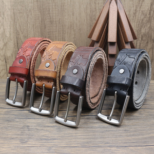 Cintura in Vera Pelle Goffrata da Uomo, Lusso Vintage, Fibbia ad Ardiglione in Lega Invecchiata, Cinture di Design, Cinturino per Jeans, Cinturino Firmato - Product Image 3