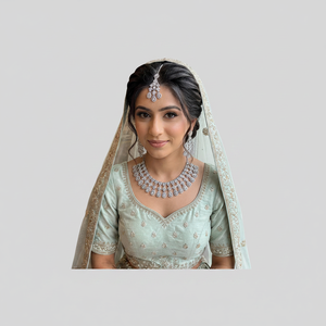 Gold Plated Alloy Pearl Bridal Shadow Choker Necklace <b>Set</b> Earrings Maang Tikka Ethnic Handmade High Quality Certified Gift - Product Image 2