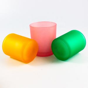 Emoty-frascos de vidrio para velas, recipientes reciclados con cilindro esmerilado de color rosa oscuro - Product Image 4