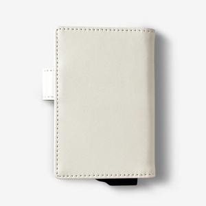 Tarjetero Delgado de Cuero PU Blanco con Cierre a Presión, Diseño Minimalista Unisex - Product Image 4