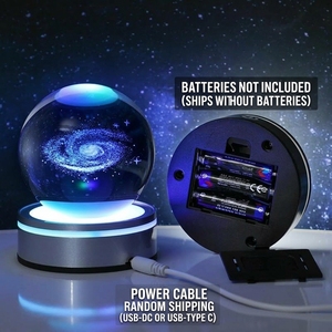 3D Moon Crystal Ball Blue LED Battery Operated Desk Lamp Glass Planet Ornament Space Astronomy Room Decor Christmas Gift - Product Image 2