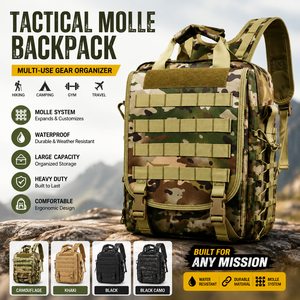Sac à dos tactique rembourré coloré, imperméable, nouveau style, 25L, 45L, 50L, pour gym, camping, vente en gros personnalisée - Product Image 1