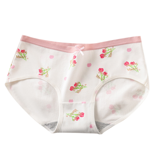 Braguitas de Algodón 100% para Mujer, Estilo Hipster, con Estampado Digital de Rosas, Cintura con Lazo, Sin Costuras, de Tiro Bajo, Antibacterianas - Product Image 1