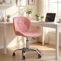 Chaise de bar géométrique matelassée Tulip sans accoudoirs, chromée, à 5 étoiles, avec double roulettes, réglable en hauteur, pivotante à 360° pour la maison, le bureau et l'étude