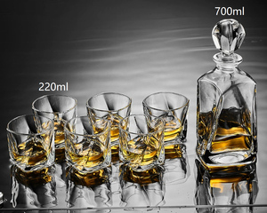 Ensemble de <span class=keywords><strong>carafe</strong></span> à whisky élégant, bouteille à liqueur en cristal avec décalcomanie or véritable pour Scotch/Bourbon et idéal pour offrir - Product Image 2