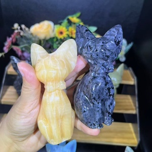 Figurine d'animal en cristal sculptée à la <span class=keywords><strong>main</strong></span>, <span class=keywords><strong>chat</strong></span> Sphynx en cristal naturel mélangé, artisanat en cristal, cadeau <span class=keywords><strong>de</strong></span> guérison, vente en gros - Product Image 4
