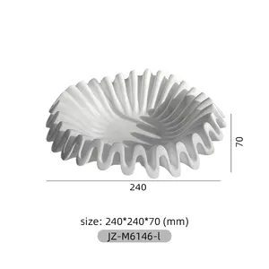 Stonekocc Francês Natural Grego Jazz De Mármore Branco De Pedra De Armazenamento Irregular Shell Bowl Petal Wave Art Design Decoração Casa