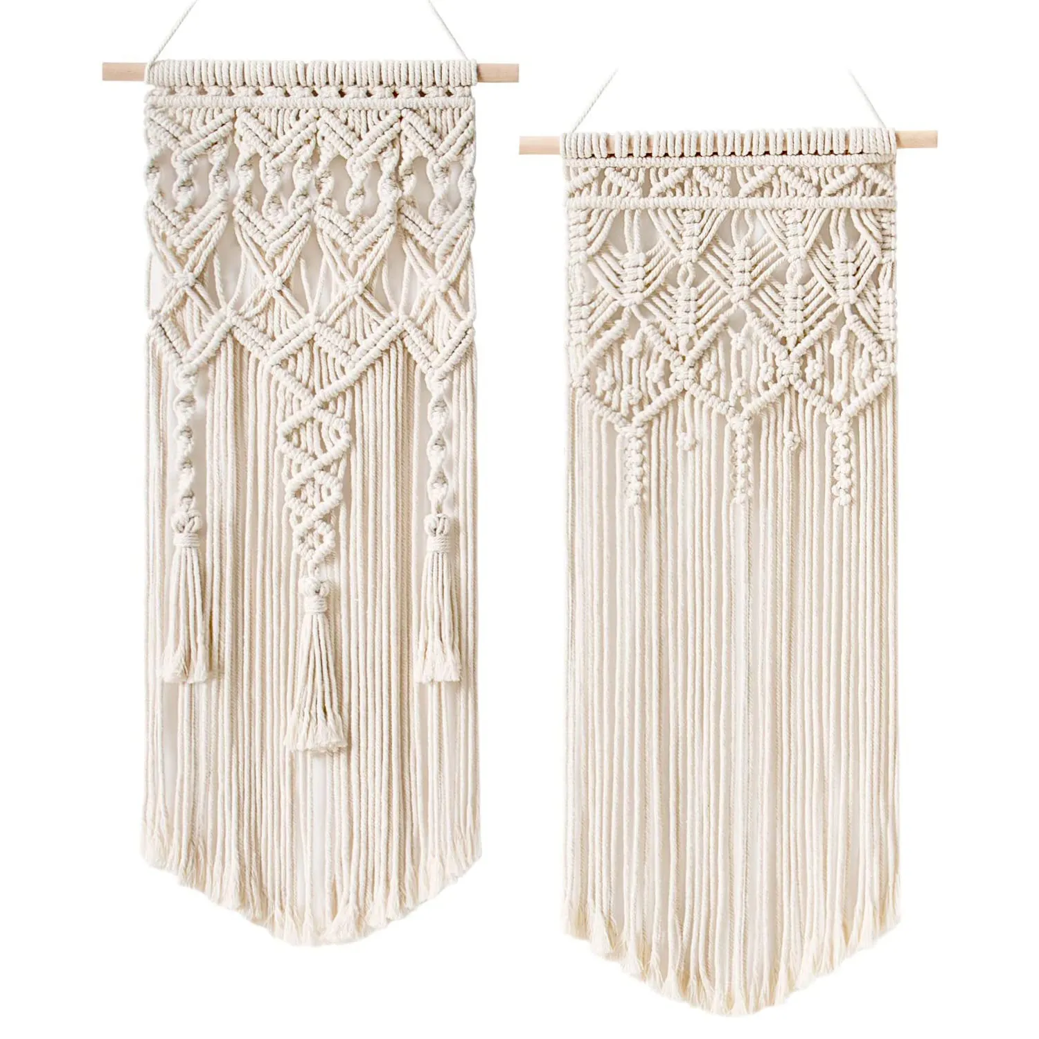 Conjunto de 2 paredes em tecido macrame, penduradas em boho, casa, boêmia, geométrico, arte geométrica, presente para férias de aniversário