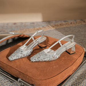 Nuovi Sandali Estivi 2026 da <span class=keywords><strong>Donna</strong></span> con Paillettes, <span class=keywords><strong>Tacco</strong></span> e Cinturino Slingback, Punta Aperta, Sexy e di Tendenza per Esterni - Product Image 2