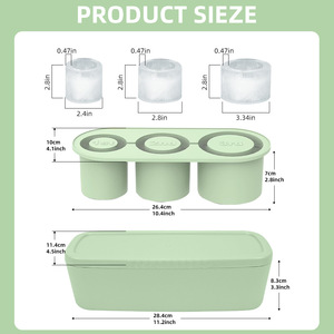 Bac à glaçons en silicone personnalisé en forme de <span class=keywords><strong>triangle</strong></span> avec 3 cylindres creux pour gobelet Stanley - Product Image 2