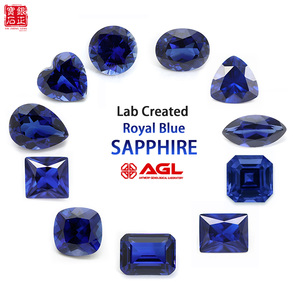 Saphir royal créé en laboratoire, diverses coupes, corindon bleu synthétique effet flamme, pierre libre, plusieurs tailles, avec certificat AGL pour la fabrication de bijoux - Product Image 1