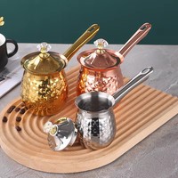 Martelé arabe turc Mini cafetières de cuisinière en acier inoxydable cruche chauffe-lait marmite à chocolat avec couvercle et poignée