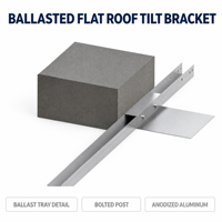 Support de panneau solaire inclinable en aluminium avec base lestée pour toit plat et pied arrière réglable en triangle