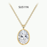 Collier Pendentif en Argent Sterling S925 avec Moissanite Sertie Clos, 1CT 2CT 3CT, Plaqué Or 18K, Bijou Minimaliste, Chaîne Ras du Cou