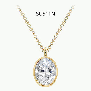 Collar con Colgante de Moissanita en Plata de Ley S925, Engaste de Bisel, 1CT 2CT 3CT, Chapado en Oro de 18K, Joyería Minimalista, Cadena para Clavícula - Product Image 3