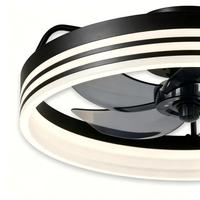 Ventilateur de plafond rond en fer et acrylique à haute luminosité, moteur DC, réglage 6 vitesses, lampe LED circulaire à intensité variable pour la maison