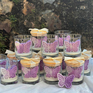 เทียนหอม LANJO พรีเมียม กลิ่นผีเสื้อสีม่วง ทำจากขี้ผึ้งถั่วเหลือง พร้อมฝาปิดและโบว์ริบบิ้น สำหรับงานแต่งงาน งานเลี้ยงฉลองทารกแรกเกิด และงานมงคลสมรส - Product Image 3