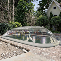 Housse de Tente Bulle Gonflable Transparente en PVC Imperméable pour Piscine, Kit Dôme de Piscine Gonflable
