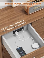 Kit de prises encastrées US pour meubles avec câble à ressort, multiprise encastrée avec PD 20W USB-C, prise de courant encastrée pour conférence