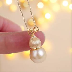 Accesorios DIY 31301, Colgante de Plata S925 con Perla Redonda de 11-13 mm y Calabaza Colgante Vacía, Colgante Simple para Collar - Product Image 1