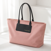 Sac fourre-tout en toile rose personnalisé avec logo, grande capacité, pour femmes, imperméable, léger, à porter à la main ou à l'épaule, pour le shopping, les voyages et les bagages