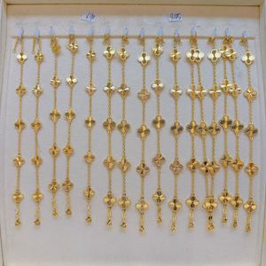 Pulsera de Trébol de Oro Real de 18K/14K/22K al por Mayor, Pulsera de Eslabones con Dije de Flor para Mujer, Joyería <span class=keywords><strong>Fina</strong></span> de Trébol de Cuatro Hojas Delicado en Oro - Product Image 1