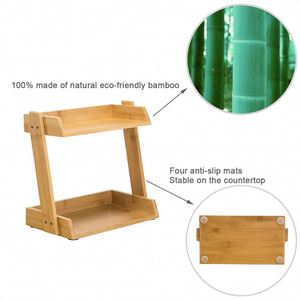 High Quality Bamboo Makeup Organizer 2 Layer Cosmetics Organizer Bathroom <b>Shelves</b> - Product Image 4