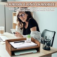 Organisateur de bureau vintage mural en bois à double paroi, ensemble porte-crayons, boîte à notes autocollantes, rangement pour pinces, pour cuisine, papeterie et décoration