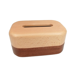 Caja de pañuelos de madera 18x12x18,5 cm, decoración de escritorio de diseño moderno y sencillo - Product Image 2