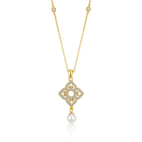 Vente en gros, promotion exceptionnelle, OEM ODM, collier en argent sterling 925 avec perles de coquillage, zircons, plaqué or rhodié, bijoux de mode pour femmes, fabrication en usine