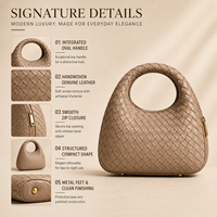 Sac à main mini en cuir véritable tissé, personnalisé avec logo du fabricant, style luxe discret, pour femme, idéal pour les week-ends